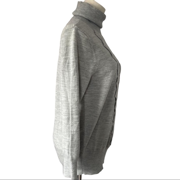 Diane Von Furstenberg DVF grey wool Diamond pattern turtleneck sweater - Picture 5 of 8